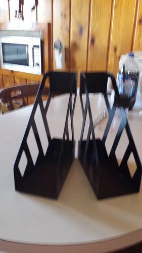 Set of 2 Black Plastic Magazine Files