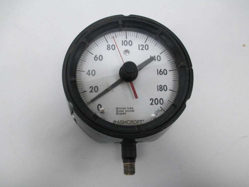 ASHCROFT Q-586 DURAGAUGE PRESSURE 0-200PSI 4-1/2IN FACE 1/4IN NPT GAUGE D365169