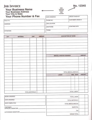 Job Invoice 2 part carbonless