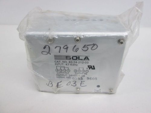 NEW SOLA 83-24-212-03 POWER SUPPLY 240V-AC 24V-DC 1.2A AMP D318489