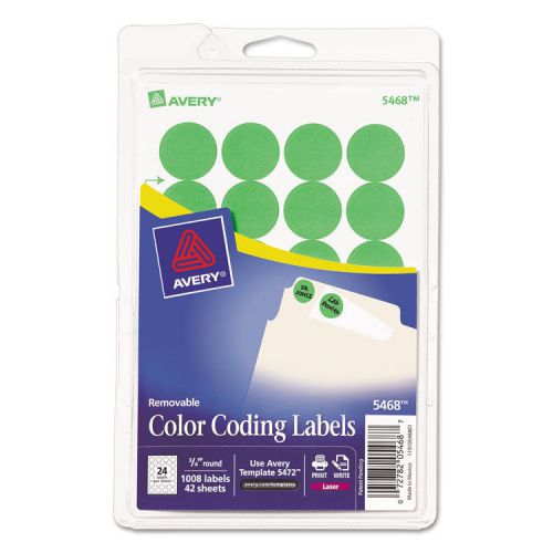 Print or Write Removable Color-Coding Labels, 3/4in dia, Neon Green, 1008/Pack