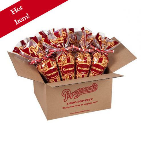 Popcornopolis Caramel Cones Case of 12  - 10 oz, BRAND NEW