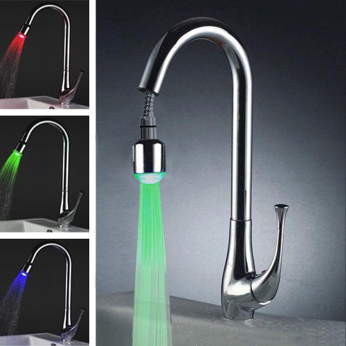 New led kitchen pull down faucet single handle mixer water tap wash basin faucet for sale