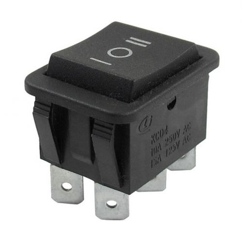 Black Plastic 6 Pin DPDT Button On/Off/On Rocker Switch AC 250V/10A 125V/15A