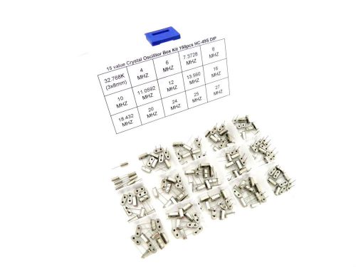 15 value Crystal Oscillator Assorted Box kit 150pcs HC-49S 32.768k - 27Mhz