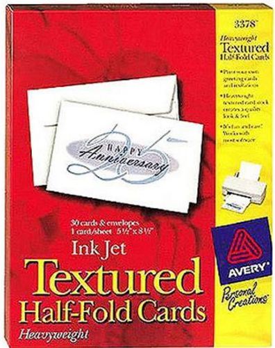 #3378 AVERY TEXTURED HALF FOLD CARDS HEAVYWEIGHT NIB