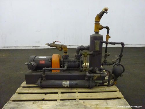 Used- Nash Two Stage Liquid Ring Vacuum Pump Model ET32030, Carbon Steel. 2&#034; inl