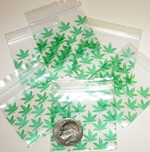 200 Green Leaves Baggies 1.5 x 1.5 in. mini ziplock bags 1515 Apple brand