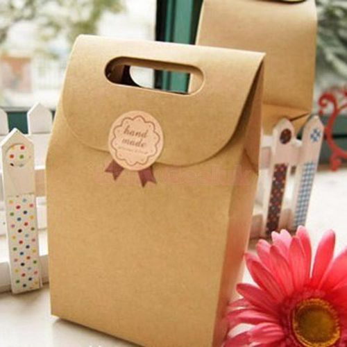 5pcs brown kraft paper party loot treat gift bags cupcake muffin for sale