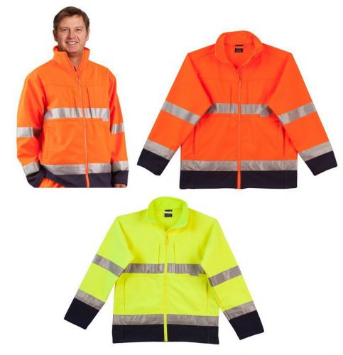 MENS HI-VIS TWO TONE SOFTSHELL JACKET 3M TAPE WORK WEAR FLURO CONSTRUCTION MEN&#039;S