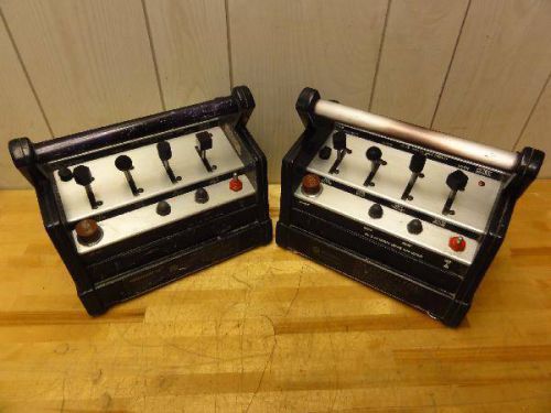 (2) Telemotive Magnetek Wireless Crane Remote Controls Model 8020 4-control horn