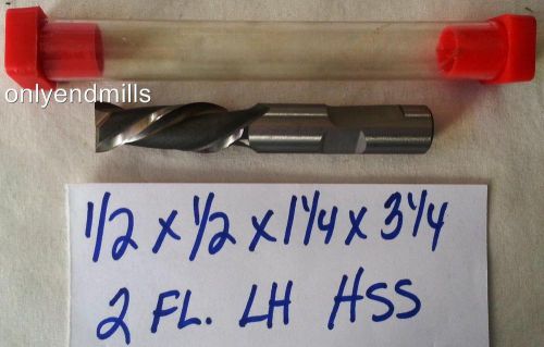 50 Pc. Lot 1/2 x 1/2 x 1-1/4 x 3-1/4  2 Flute Left Hand HSS End Mill NEW