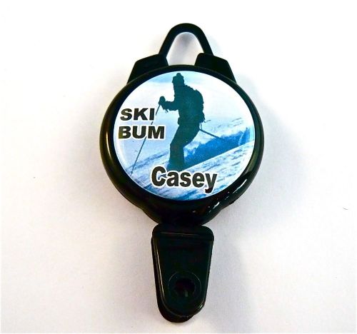 SKI LIFT PASS ID BADGE HOLDER RETRACTABLE REEL,SKI BUM, KEYS, NURSE, TEACHER,RN