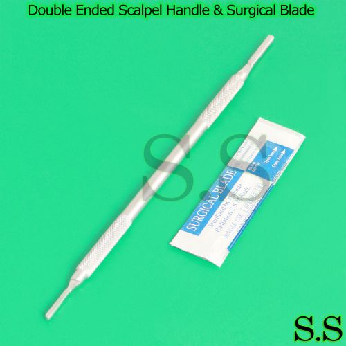 DOUBLE ENDED SIEGEL SCALPEL HANDLE #3 #4 +20 STERILE SURGICAL BLADES #10 #22