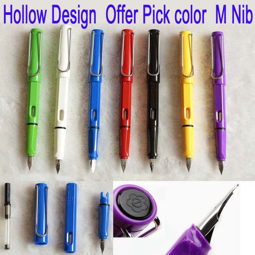 66A 1 Hero 359 Fountain Pen M Nib Line Hollow Design Safari + 6 Cartridge