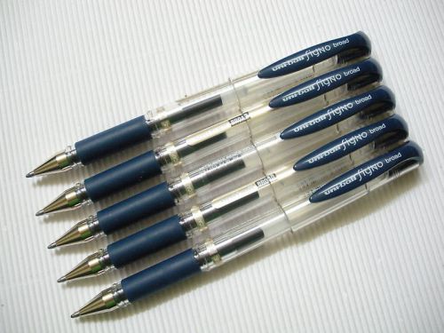 5pcs UNI-BALL signo UM-153 1.0mm broad roller ball pen smooth (Blackblue)