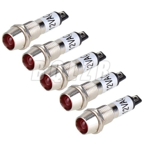 BQLZR  DC12V  XD8-1 Panel Indicator Signal Light Set of 5 Red