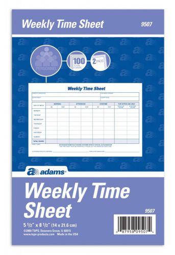 Adams weekly time sheet, 1-part, 5.5 x 8.5 inches, blue/white 100 sheets per pac for sale