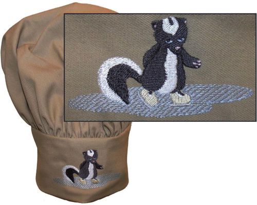 Skunk Ice Skating Chef Hat Adult Adjustable Winter Pet Monogram Khaki Available