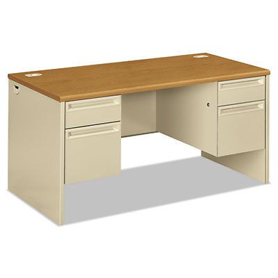 38000 Series Double Pedestal Desk, 60w x 30d x 29-1/2h, Harvest/Putty