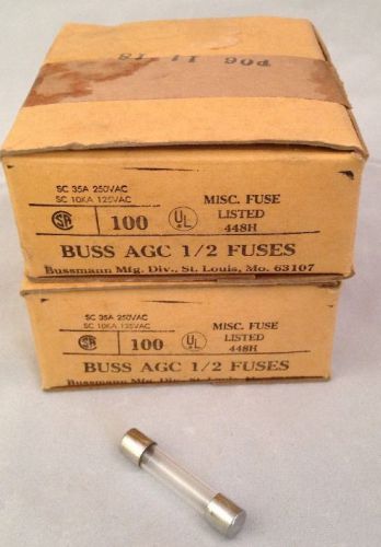 Lot Of 133 Buss AGC 1/2 Fuses 250 Volt Bussmann Mfg