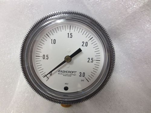 New Ashcroft  1490 series 0-3psi 2-1/2&#034;  pressure gauge 251490A02L3#