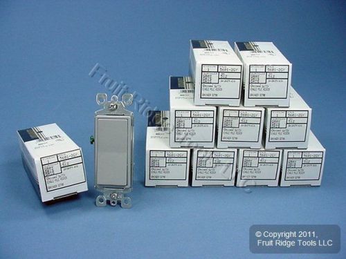 10 Leviton Gray Decora Rocker Wall Light Switches 15A Single Pole 5601-2GY