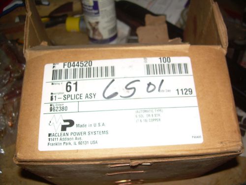 MACLEAN POWER SYSTEMS  COPPER LINE SPLICE  #61  6 SOL  8STR  box of 100