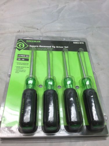 Greenlee 0353-01C Screwdriver Set, Square-Recess Tip, 4 Piece