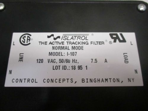 NEW CONTROL CONCEPTS I-107 ISLATROL 120V-AC 7.5A LINE FILTER D508786