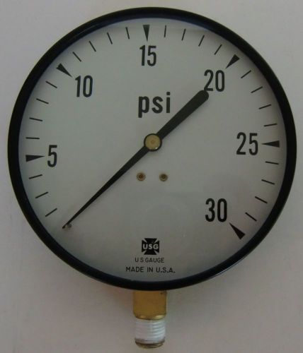 Qty-3 Pcs: USG / Ametek 5804 0-30 PSI Pressure Gauge with 4-1/2” Dia &amp; 1/4” NPT