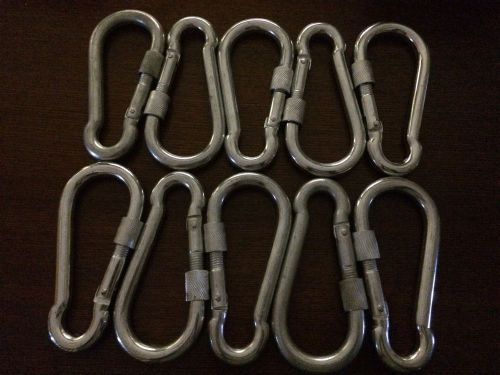 Lot Of 10 Screw Lock Snap Hook Carabiners 3/8&#034;