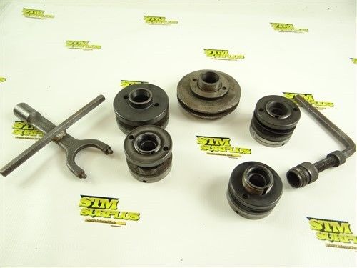 LOT OF 5 STANDARD TAPER GRINDING WHEEL HUBS 1-1/4&#034; BORE W/ SOPKO WRENCH &amp; PULLER