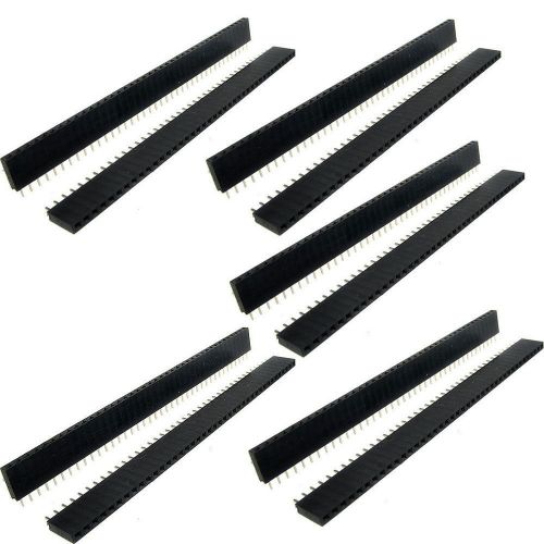 5pcs  2.54mm Pitch 40 Pin Female Single Row Straight Round Pin Header Strip