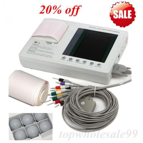 Digital 3-channel 12-lead ECG EKG machine LCD Electrocardiograph+FREE SHIP NEW++