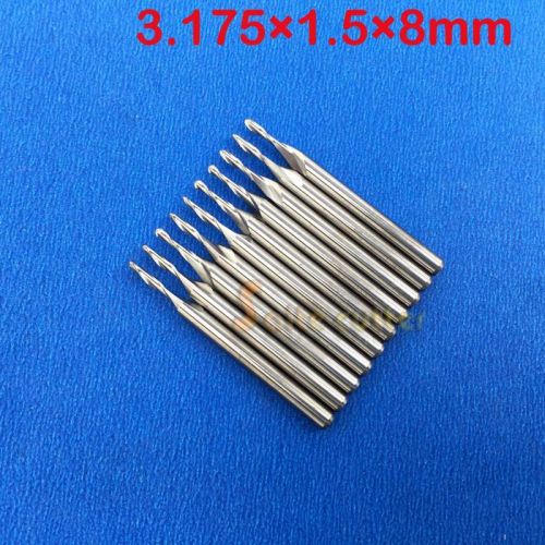 10pcs Ball End Nose Carbide Double Flute Spiral CNC Router Bits 1/8&#034; 1.5x8mm