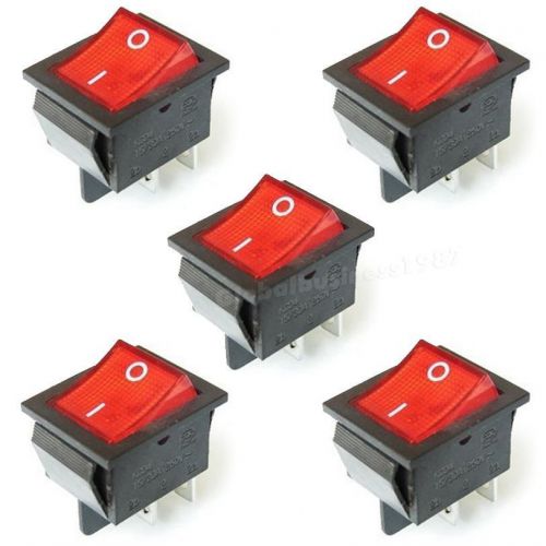 10Pcs Red 4 Pin Light On/off Boat Rocker Switch 250V 15A AC AMP 125V/20A GBNG