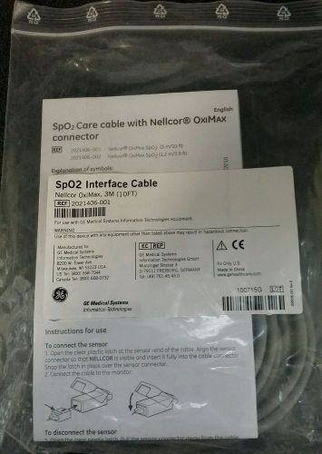 Ge® oximax® spo2 interface cable 10ft  2021406-001 for sale