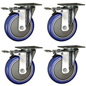 Service Caster SCC-TTL20S514-PPUB-BLUE-4 Swivel Caster Total Lock Brake, Blue