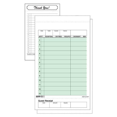 DayMark Safety Systems DayMark ACR-G4797SP No-Carbon Guest Check Board, 2 Part,