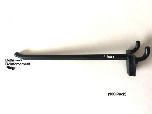 (100 PACK) 4 Inch Black Plastic Peg Kit. Garage Shelf Hanger Pegboard Hooks USA