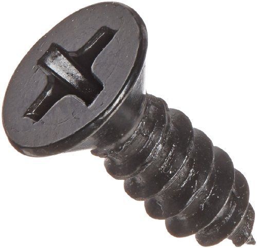 Small Parts Steel Sheet Metal Screw, Black Oxide Finish,  82 degrees Flat Head,