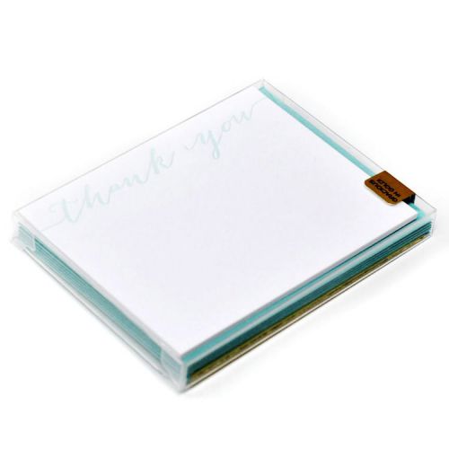 NWT - Haute Papier Stationery - Gracious in Gold - &#034;Thank You&#034; Script in Pool