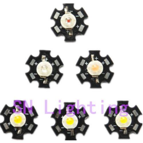 5-100pcs 3w bridgelux led + star heatsink white blue green red orange uv pink for sale