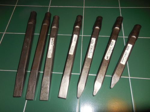 7 new jumbo rivet buster tools 4 chisels &amp; 3 bull points brunner &amp; lay &amp; mpt for sale