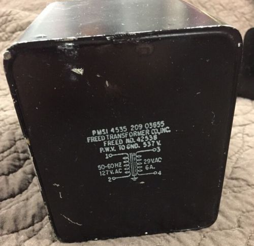 Vintage FREED PMSI Transformer No. 42538 50-60 HZ 127 V. AC 6 A.