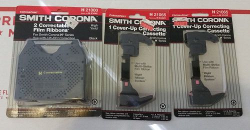2 Smith Corona Cover Up Correcting Cassette H 21065 H 63420 &amp; 2 H 21000 Ribbons