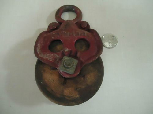 VINTAGE PEDLAR PULLEY-CAST IRON-WOOD-STEAM PUNK-FURNITURE