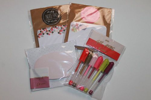 Target Dollar One Spot - 3pck Sticky Notes and 1pck Gel Pens Set of 6 - NIP!!