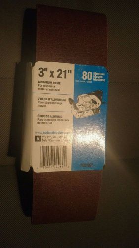 5 belt sander sand paper norton 80 grain medium 3&#034; x 21&#034; 3x21 aluminum oxide for sale